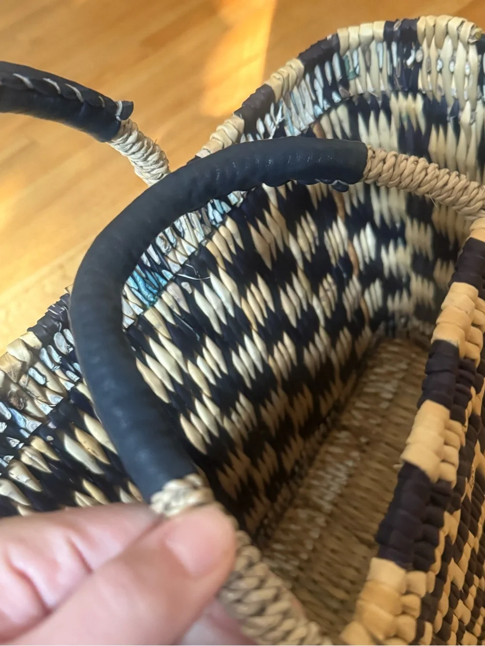 Always by The Sea Woven Navy and Natural Straw Tote